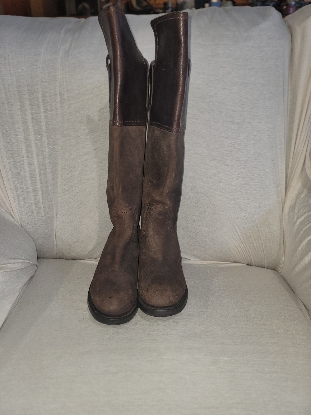 Frye Brown Suede & Leather Tall Boots Size 6.5 EUC - Picture 4 of 10